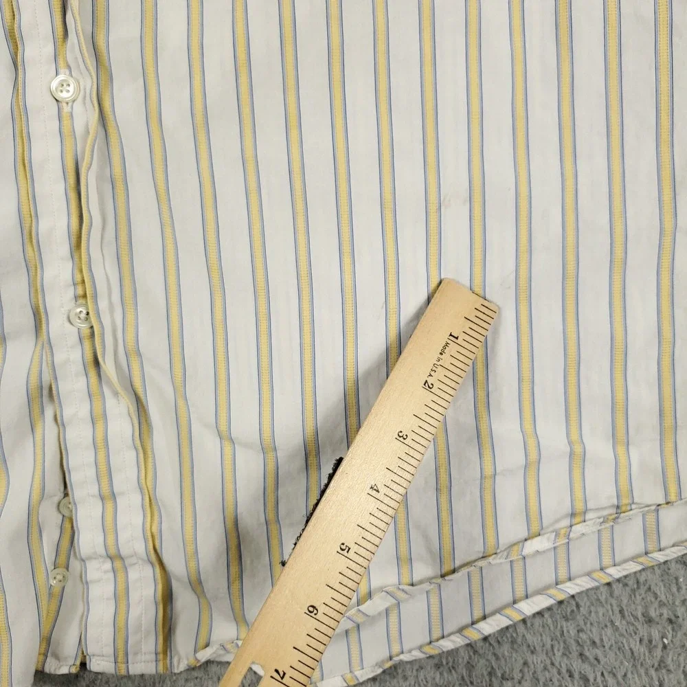 Faconnable Shirt Mens Large Yellow Striped Casual Button Up Long Sleeve * - Picture 5 of 9